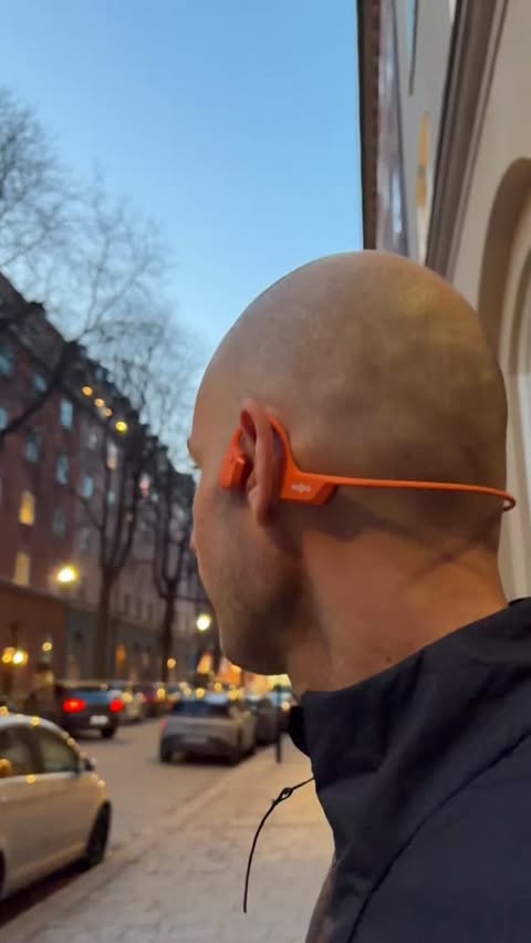 Instagram post by @patrikmardh for Shokz. Caption reads: [...] wear them all day, not just on runs.....