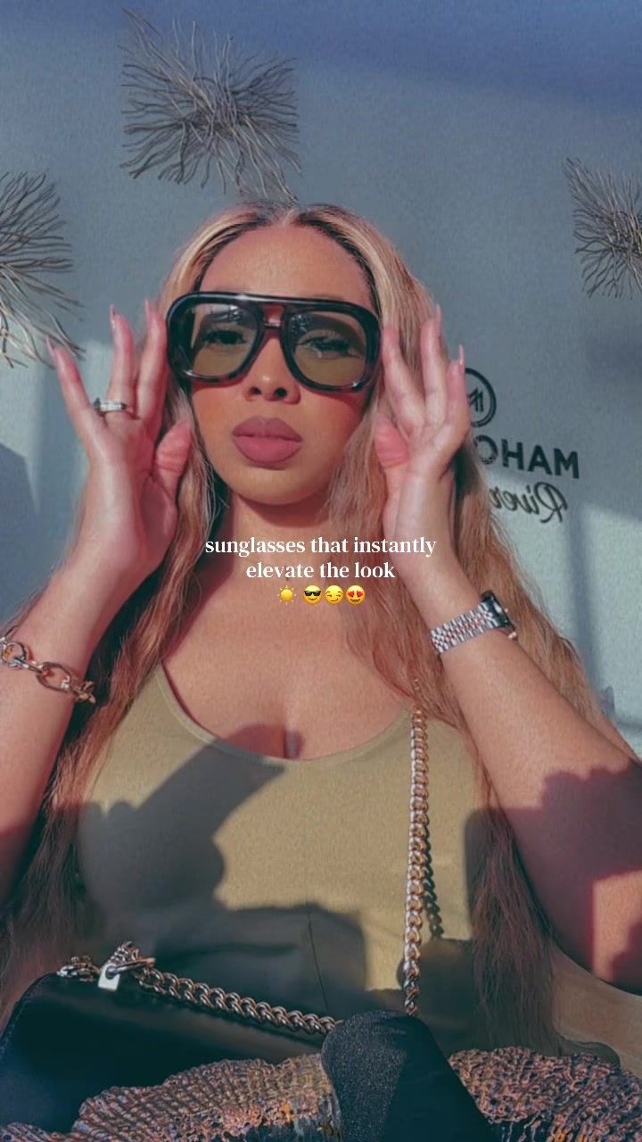 TikTok post by @jasminemonique_22 for DEZI. Caption reads: I like what I likeeee and the Dezi Sunglasses....