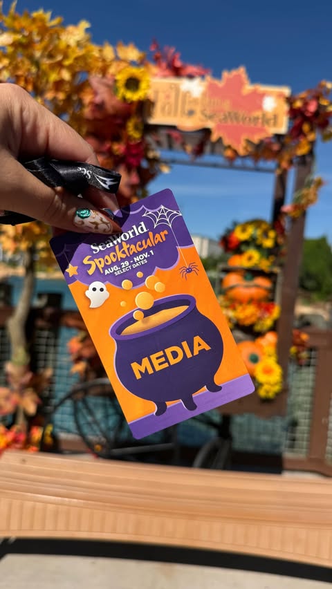 Instagram post by @magiclainez for SeaWorld. Caption reads: SEAWorld Spooktacular is officially ON! 🎃 And....