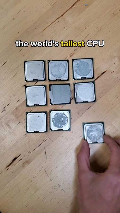 Instagram post by @mryeester for JLCPCB. Caption reads: [...] world's tallest CPU with the help of @jlcpcb....