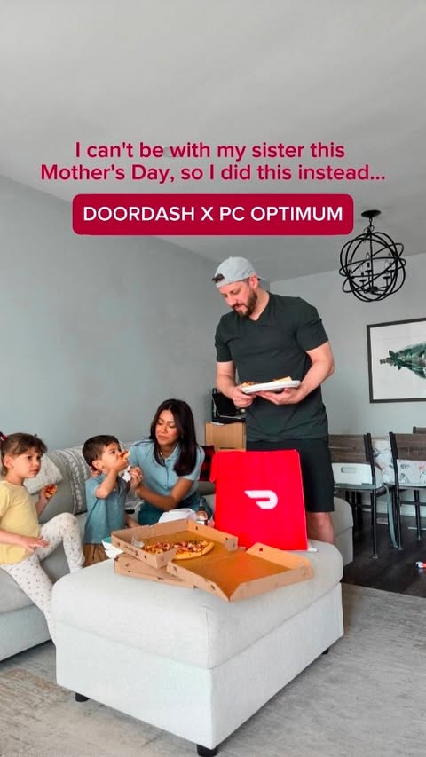 Instagram post by @kimberleymarquis_ for DoorDash. Caption reads: [...] pizza straight to my door with @DoorDash_ca....