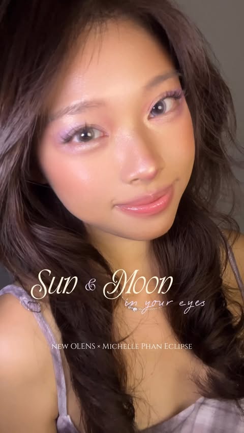 Instagram post by @normieslookbook for OLENS official (EN). Caption reads: @olens_contactlens the sun & moon in eyes ☀️🌙 the....
