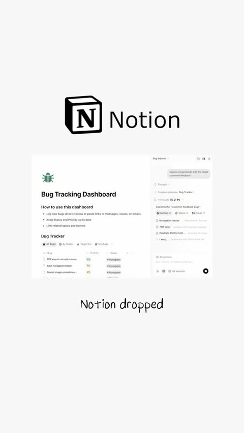 Instagram post by @gannon.meyer for Notion. Caption reads: [...] was built in just a few minutes using Notion....