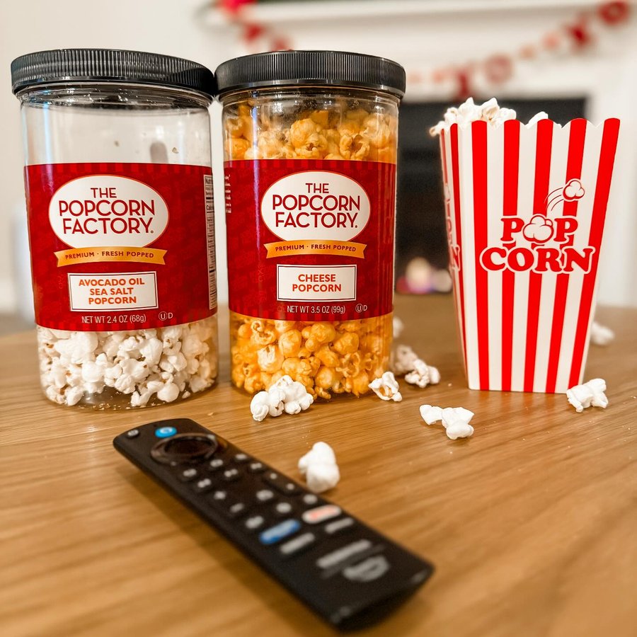 Instagram post by @surratt_holly for The Popcorn Factory. Caption reads: There’s no better way to celebrate National....