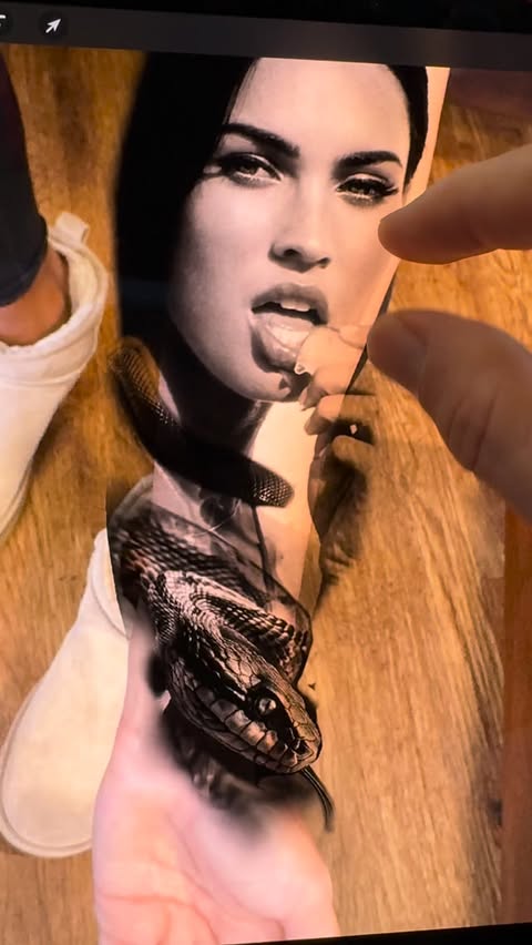 Instagram post by @a_dem_tattooartist for World Famous Tattoo Ink. Caption reads: Megan Fox Tattoo 
——————————————
I....