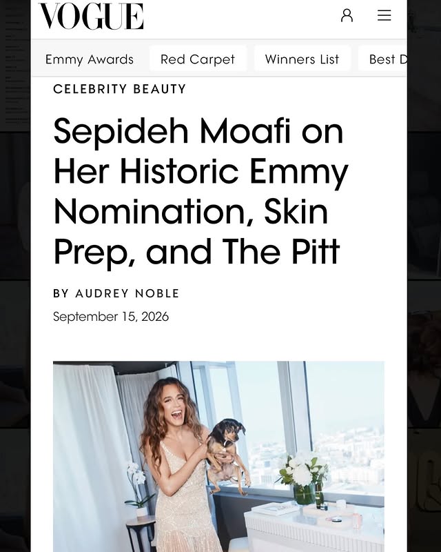 Instagram post by @sepidehmoafi for LA MER. Caption reads: [...] for my first Emmys with @voguebeauty @lamer.....