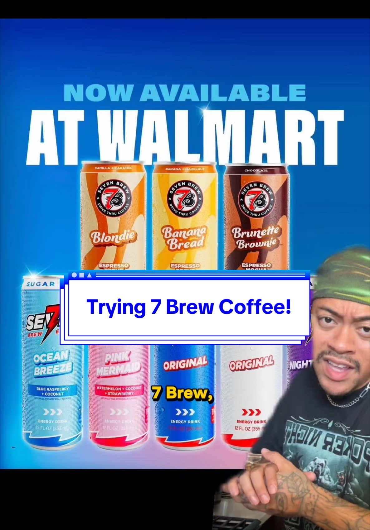 TikTok post by @hungry4munchies for 7 Brew. Caption reads: They FINALLY have @7brewcoffee in California!....