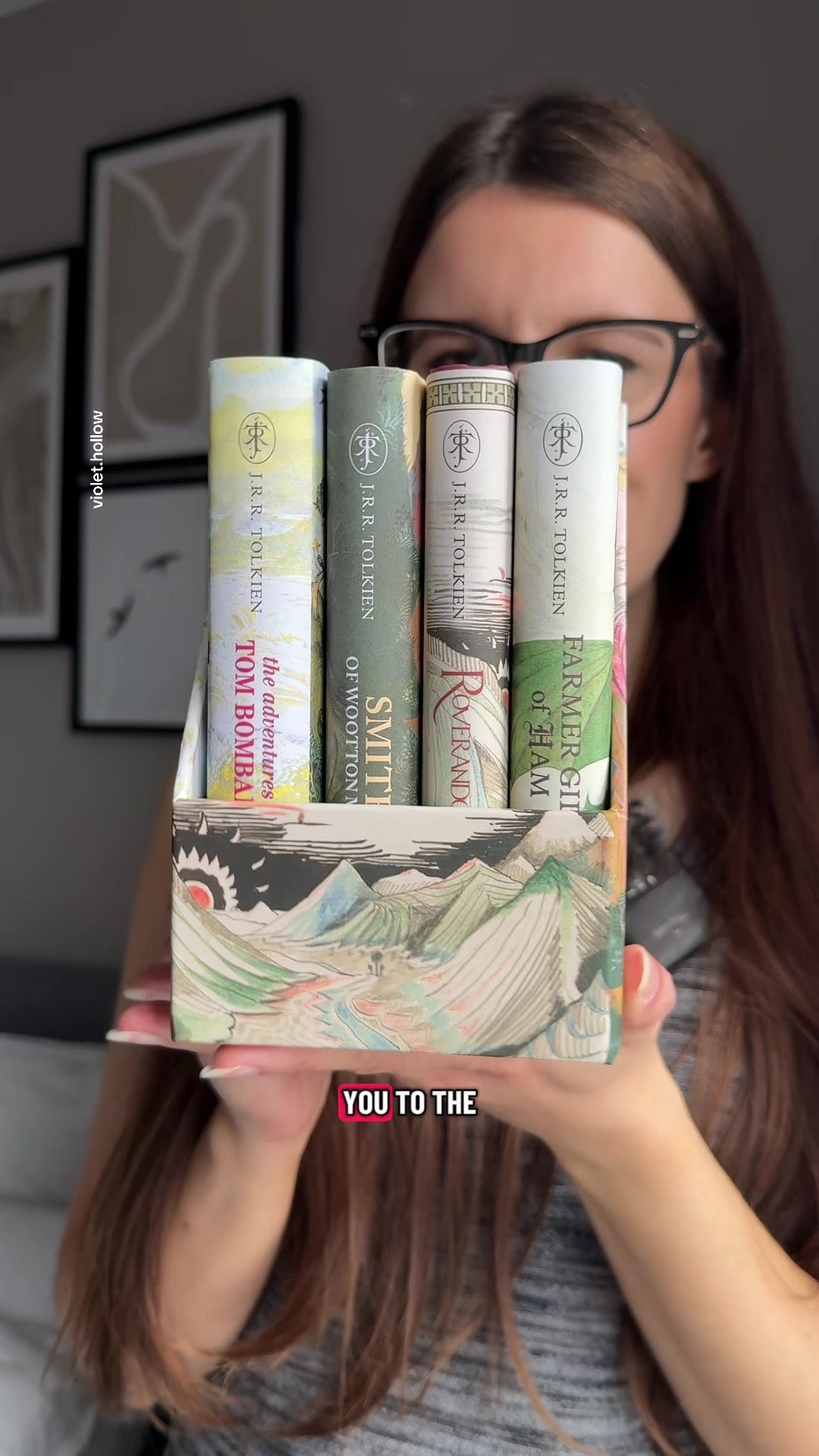 TikTok post by @violet.hollow for HarperCollinsUK. Caption reads: The Tolkien Treasury - 4 new stories to add to....