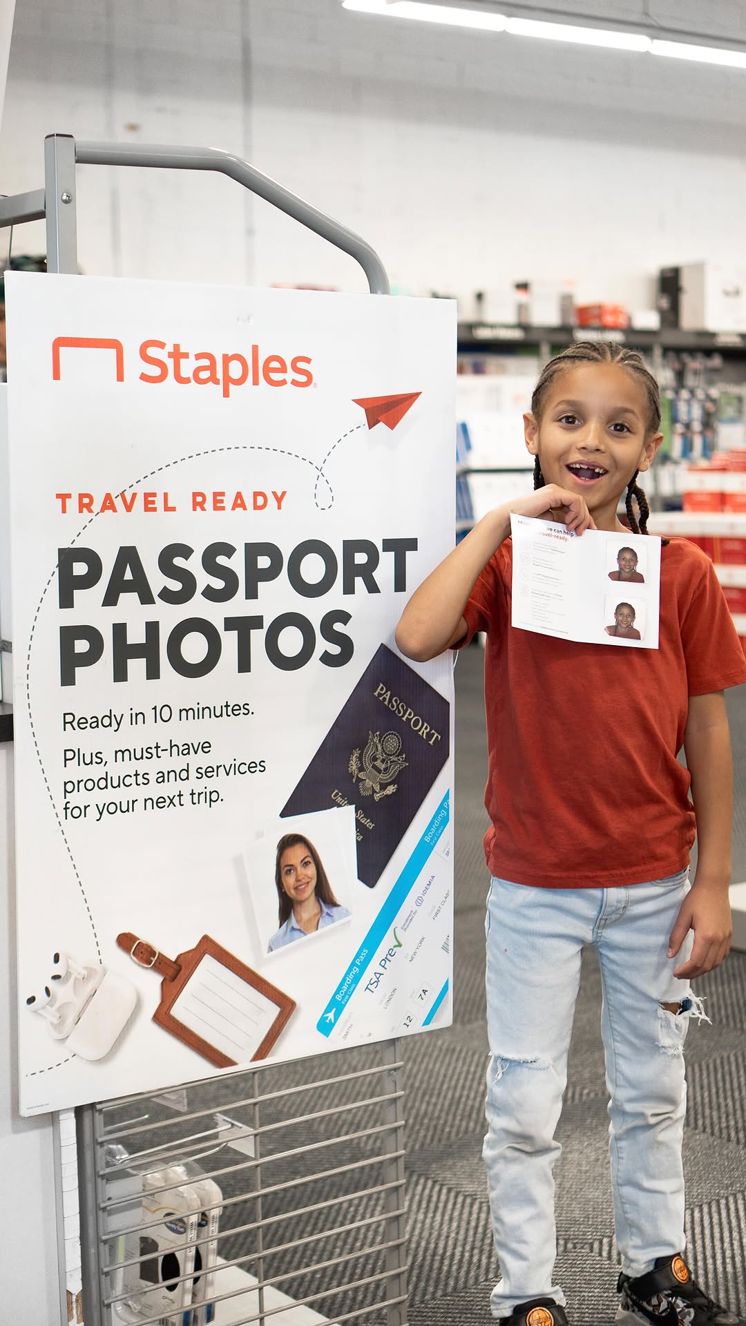 Instagram post by @kathlynceleste for Staples. Caption reads: Have any travel plans coming up?! 🛫🌍 let me know....