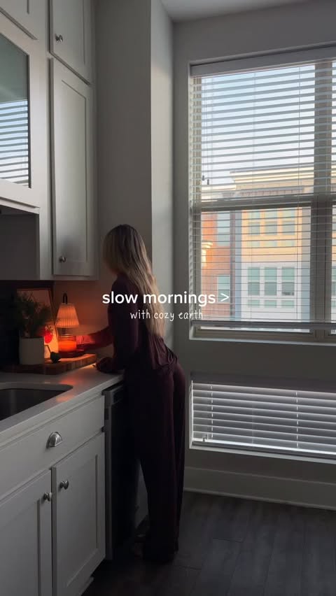 Instagram post by @rylieemalatakk for COZY EARTH. Caption reads: wouldn’t be a slow morning without @cozyearth 🧸....