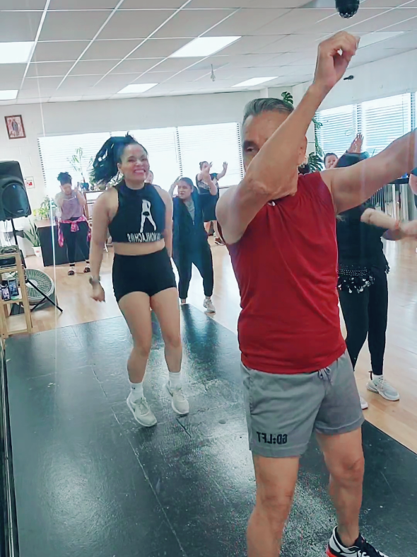 TikTok post by @monylacho for Zumba. Caption reads: @Zumba Fitness #tiktoklive #livehighlights [...].