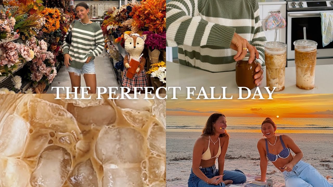 YouTube post by @NatalieZacek for Vsco. Caption reads: embracing fall: styling fits, pumpkin coffee,....