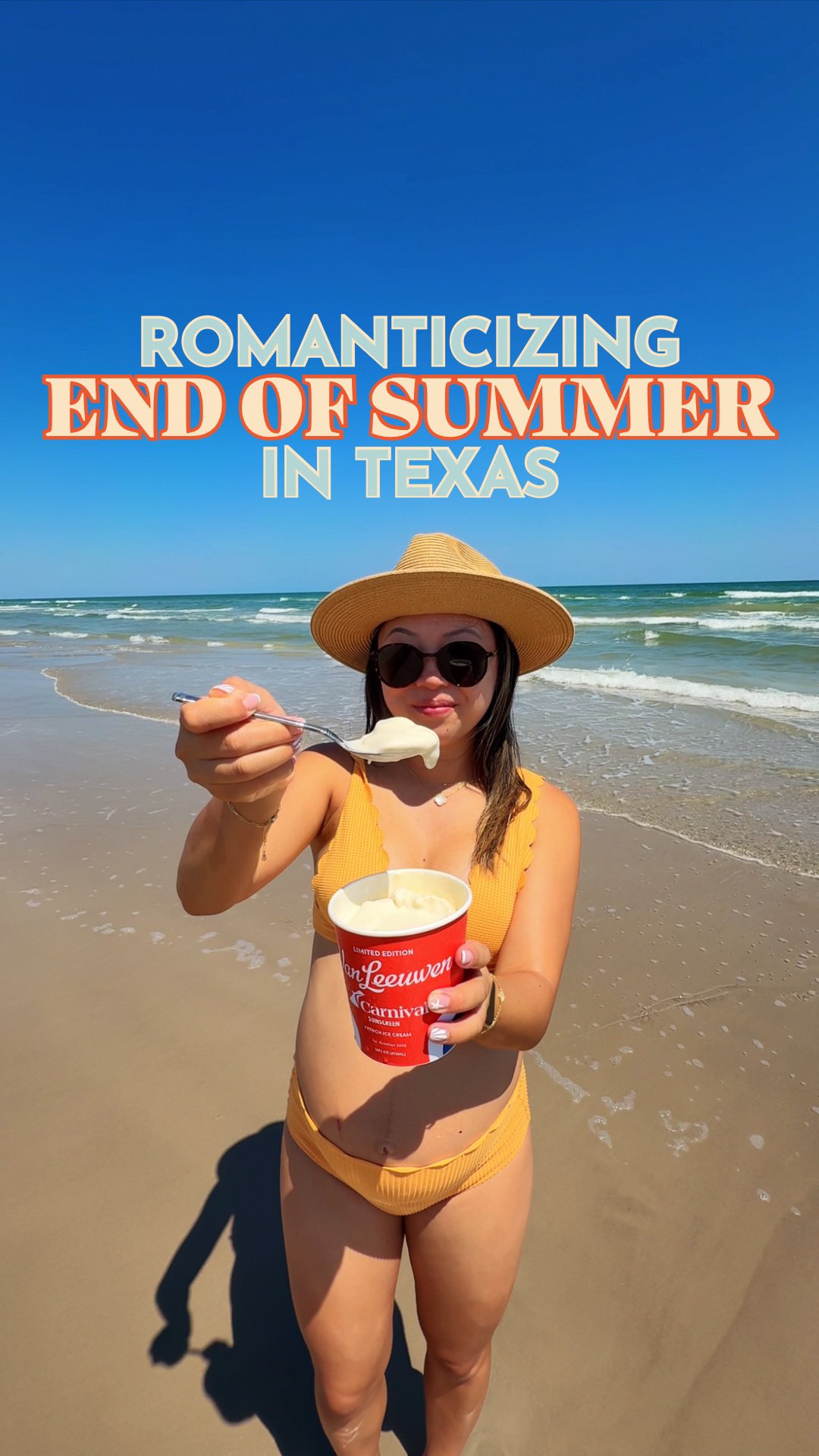 Instagram post by @houstonhotspots for Carnival. Caption reads: SUNSCREEN FLAVORED ICE CREAM?! ☀️🌊🍦 We’re not....