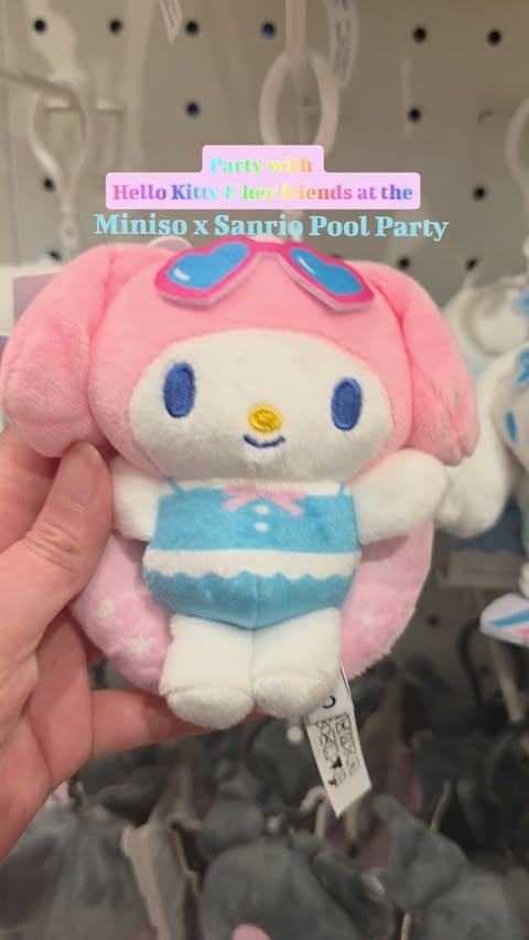 Instagram post by @magq1e for MINISO. Caption reads: [...] and her friends at her pool party in Miniso!....