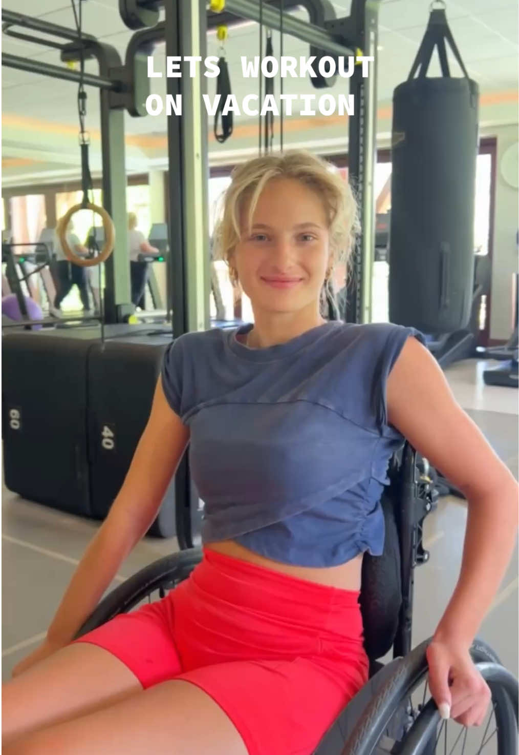 TikTok post by @makaylanoble13 for DICK'S Sporting Goods. Caption reads: Nothing is better than working out in a hotel gym!....