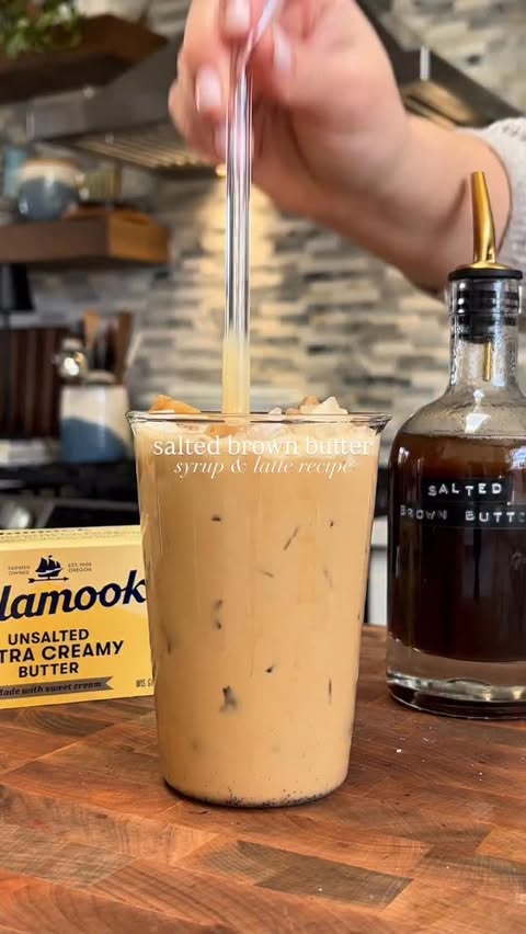 Instagram post by @athomewithkimmm for Tillamook. Caption reads: [...] Salted Brown Butter latte & I’m using....