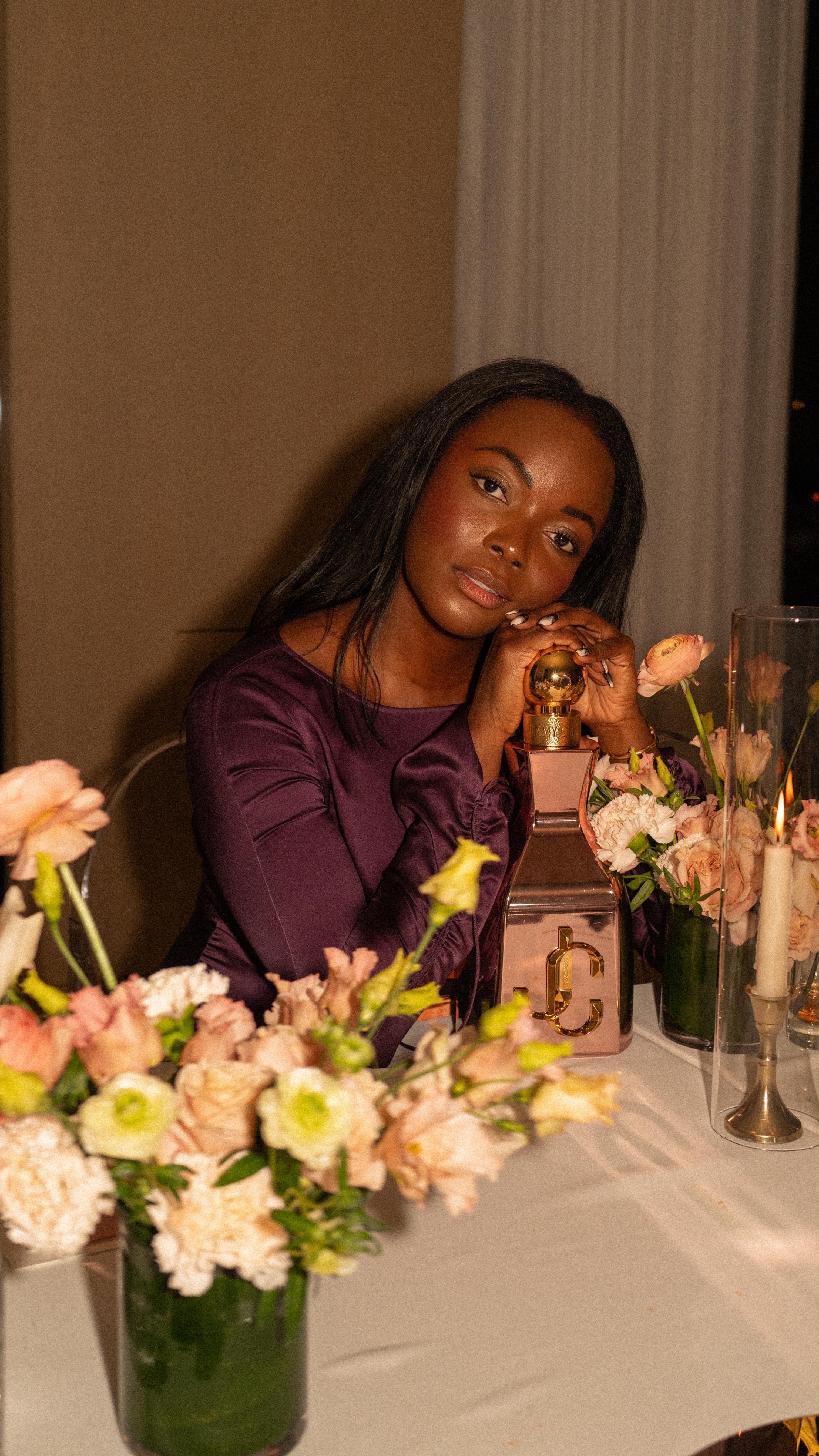 Instagram post by @cocobassey for Jimmy Choo. Caption reads: GRWM for a night out on the town, celebrating love....