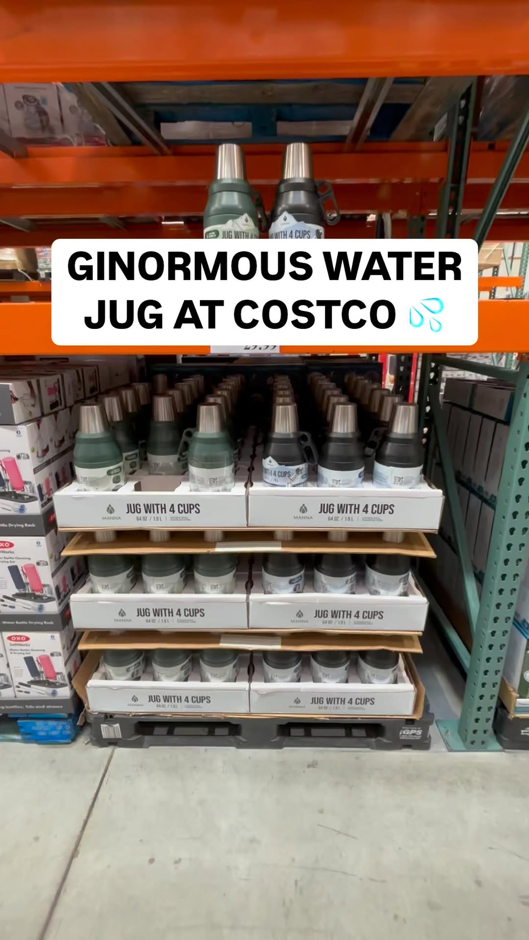 Instagram post by @costcofam4u for Manna Hydration. Caption reads: 💦 GIANT WATER JUG AT COSTCO

$29.99,....