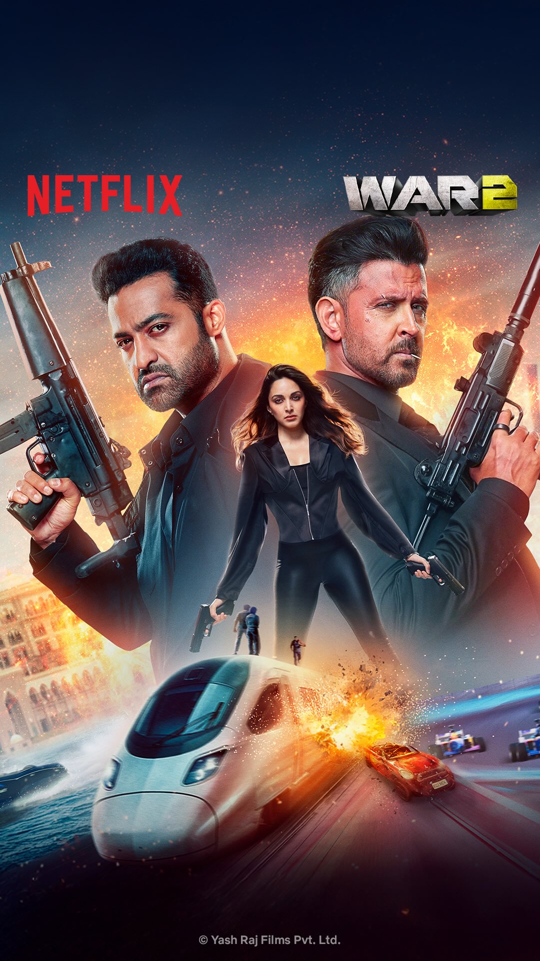 Instagram post by @hrithikroshan for Yash Raj Films. Caption reads: Mission accomplished 💥👊 War 2 is trending at #1....