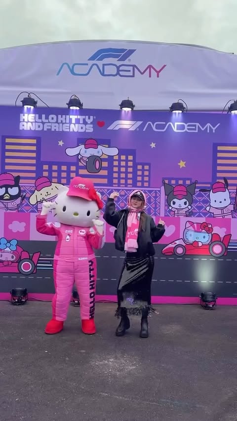 Instagram post by @erikamtitus for Hello Kitty. Caption reads: [...] THE GRAND PRIX IN LAS VEGAS WITH @hellokitty....