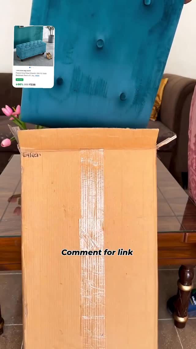 Instagram post by @home_decor_by_chakor for Flipkart. Caption reads: Comment down for link 
Storage bench.