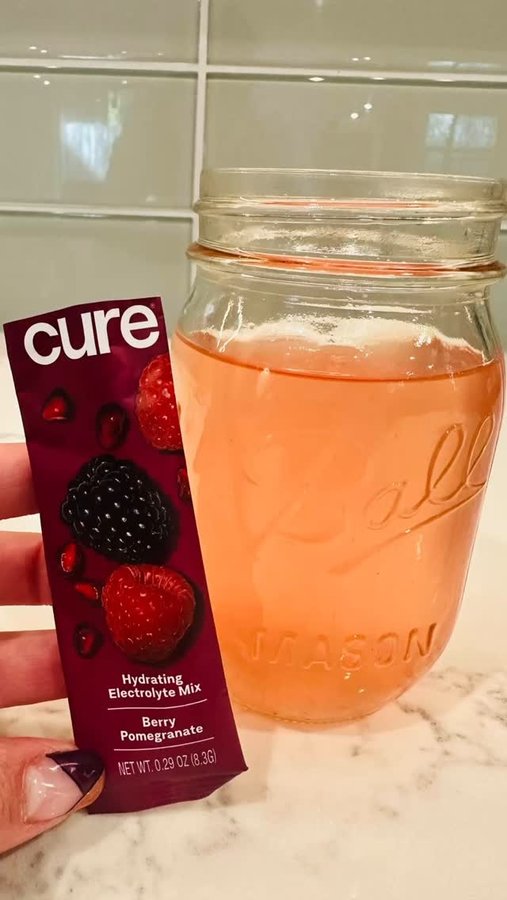 Instagram post by @healthymouth_healthylife for Cure Hydration. Caption reads: Every time I try a new electrolyte drink, I....