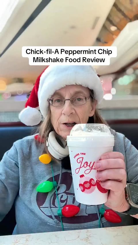 Instagram post by @rankinsreviews for Chick-fil-A. Caption reads: Chick-fil-A Peppermint Chip Milkshake Food Review....