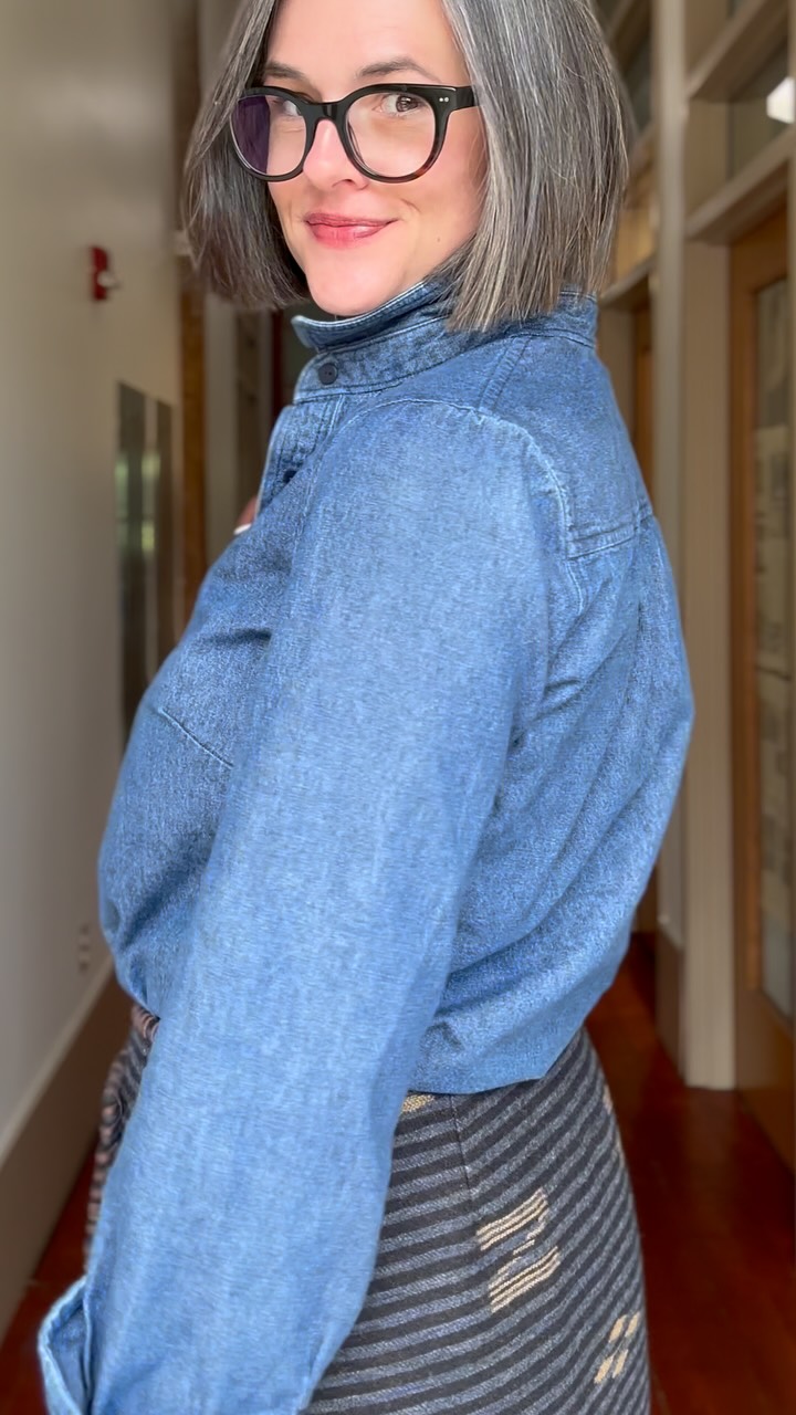 Instagram post by @jessicajquirk for Madewell. Caption reads: Couldn’t wait. New skirt in action worn with self....