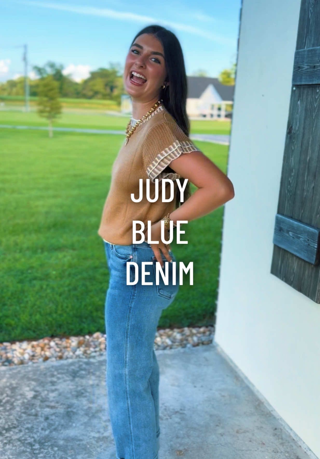 TikTok post by @shayliperkins3 for Emma Lous Boutique. Caption reads: The perfect work and church friendly jeans that....