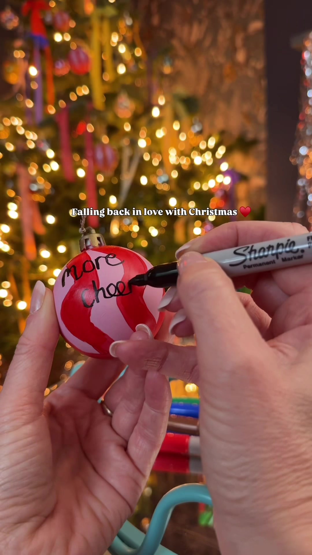 TikTok post by @the_shoestring_home for Sharpie. Caption reads: [...] love with Christmas… with the help of....