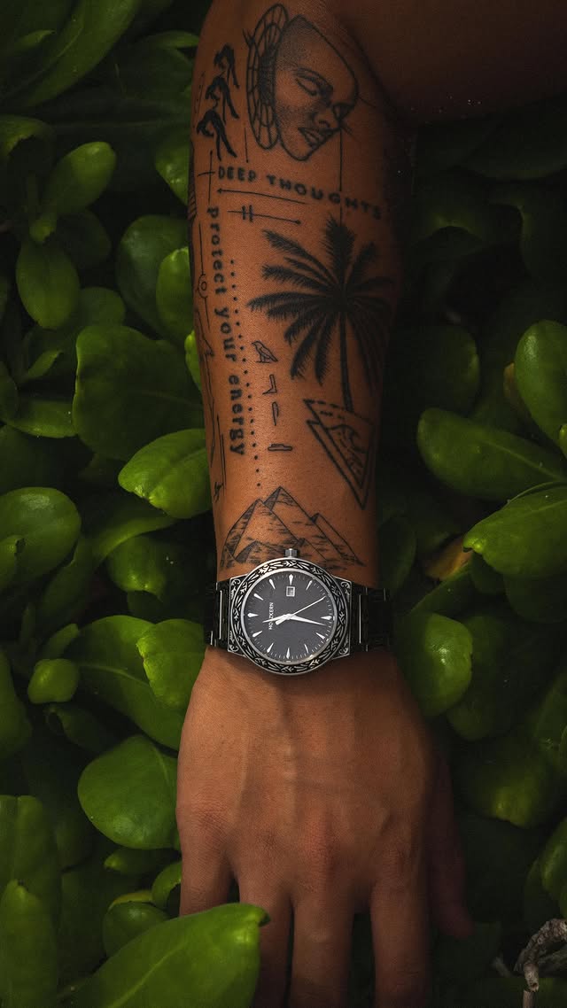 Instagram post by @phillip3s for Holzkern. Caption reads: Hawai’i w/ @holzkernwatches 🌺🏝️🌞 COMMENT....