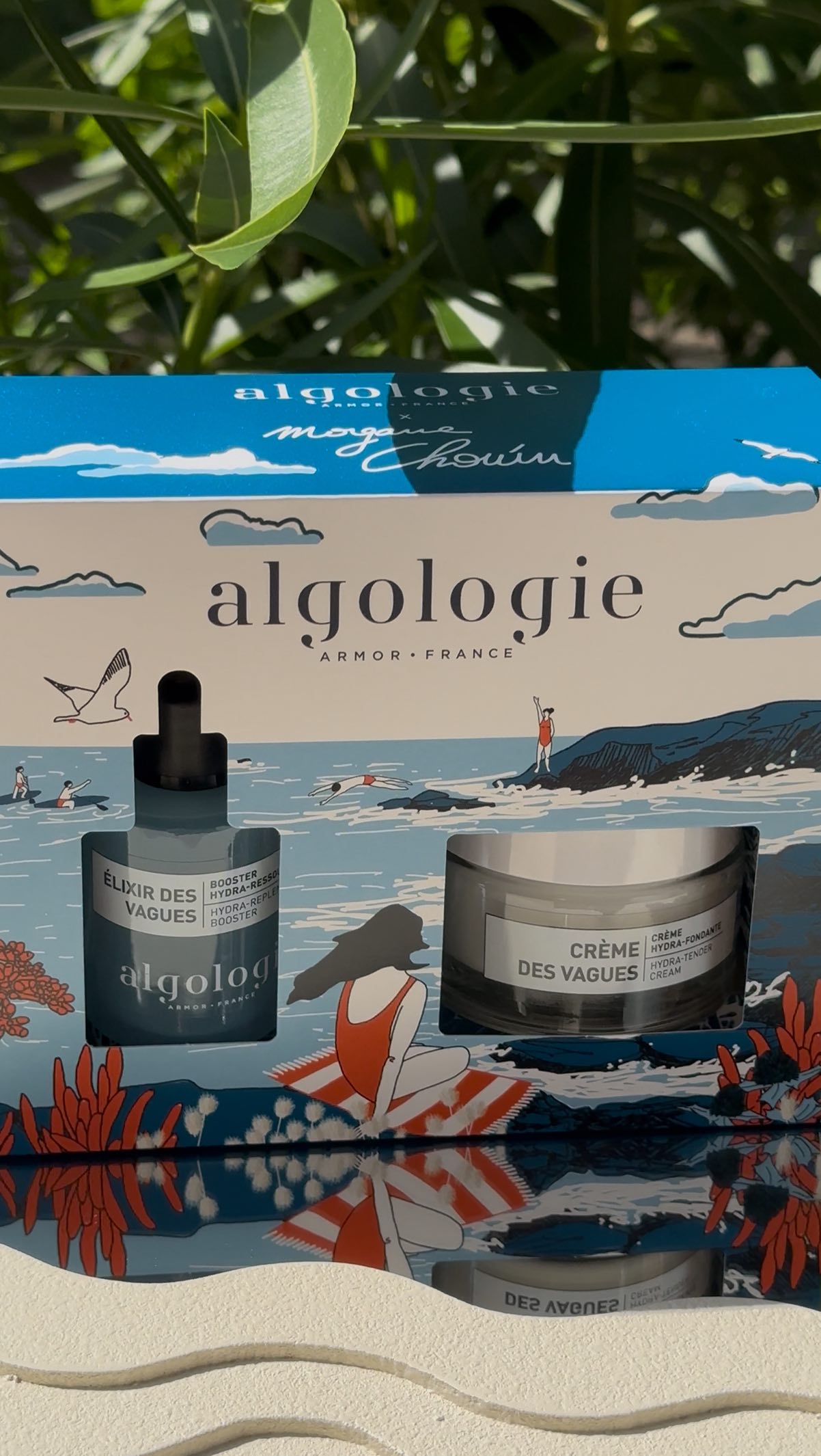 Instagram post by @jamilanfds for FeedGood. Caption reads: 🐚🩵Le Coffret Algologie Duo Vagues D’Hydration....