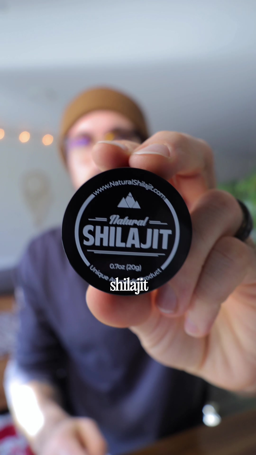TikTok post by @onjaemalyszka for Natural Shilajit. Caption reads: [...] with this ancient medicine @Natural Shilajit....