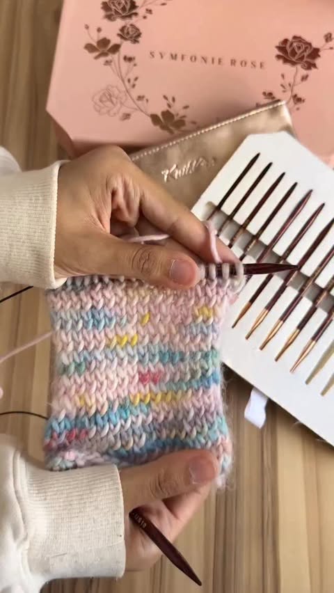 Instagram post by @liancrochets for KnitPro. Caption reads: a week into to my knitting journey💗
pls don't....