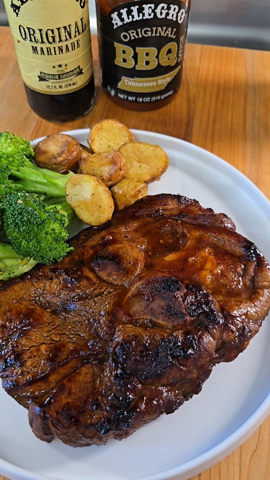 Instagram post by @jennys_coastal_cuisine for Allegro Marinade. Caption reads: [...] for a quick and delicious meal 😋....