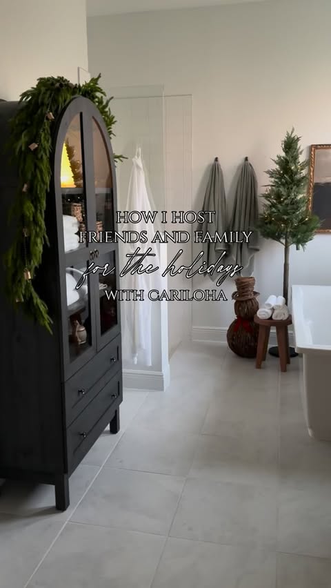 Instagram post by @christingracehome for Cariloha. Caption reads: [...] creating a boutique-style stay using....