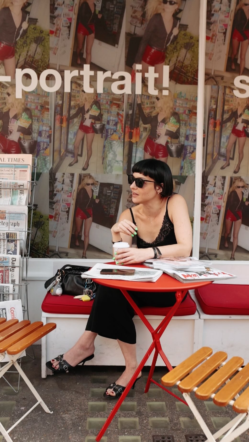 Instagram post by @oliviajsinger for SELF-PORTRAIT. Caption reads: Went to my fav, Shreeji News, to visit....