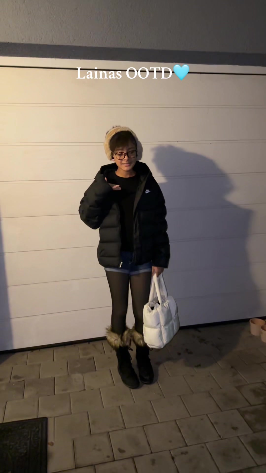 TikTok post by @kathrin_downs for Katydid. Caption reads: [...] #outfit #outfitoftheday @Nike @moonboot....