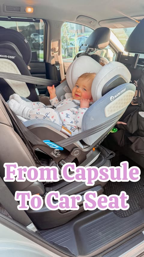 Instagram post by @caitlin.bailey for Maxi-Cosi. Caption reads: [...] into her big girl seat. I chose the....