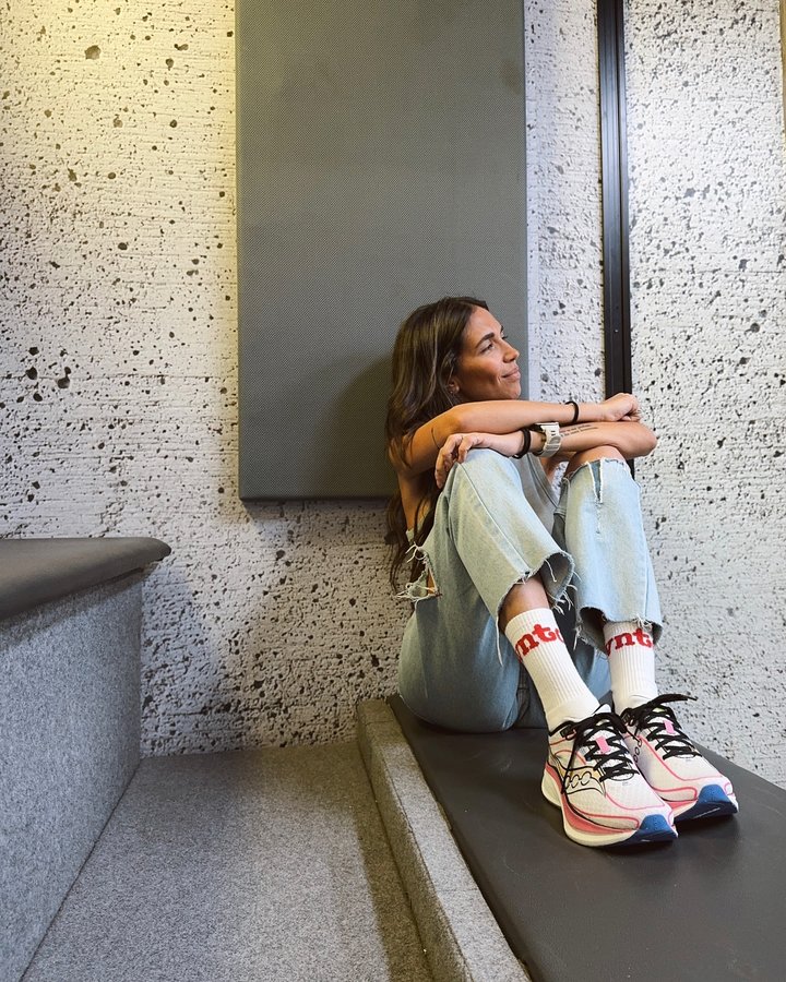 Instagram post by @evangelia_tsiorlida for Saucony. Caption reads: -
• Limited drop. Maximum speed.
The SAUCONY x....