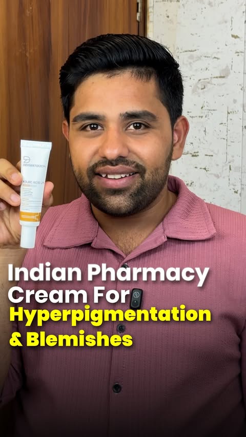 Instagram post by an influencer for Dermatouch. Caption reads: [...] hai ✨ Indian pharmacy ki Dermatouch Kojic....