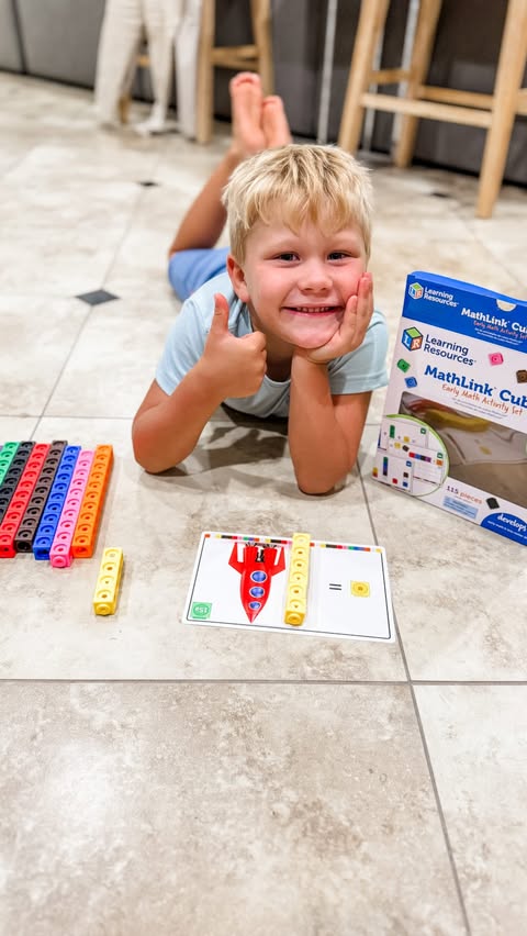 Instagram post by @bridgetjbeck for Learning Resources. Caption reads: [...] play? That's a mom win. 💙🧠 With....