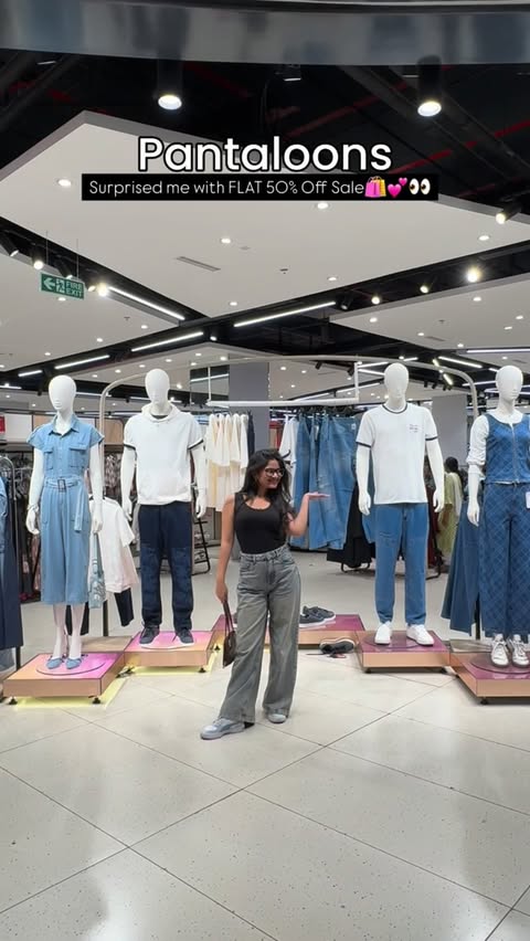 Instagram post by @_manjiriiiiii_ for Pantaloons. Caption reads: Pantaloons FLAT 50% OFF SALE finds that you need....