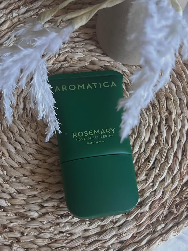 Instagram post by @_maronaimi_ for AROMATICA. Caption reads: The AROMATICA Rosemary PDRN Scalp Serum is Korea’s....