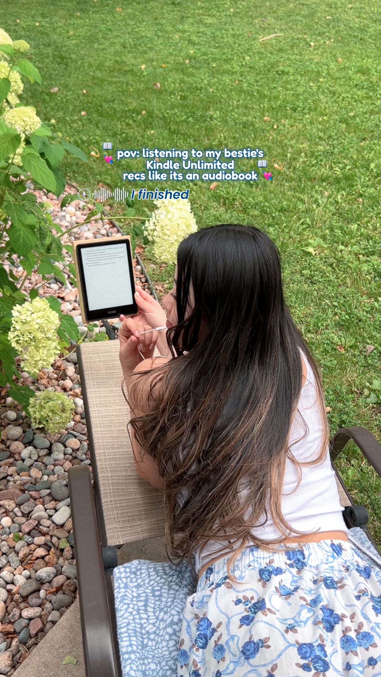 Instagram post by @susancarolynn for Goodreads. Caption reads: ad 📚 listening to your book bestie talk about her....