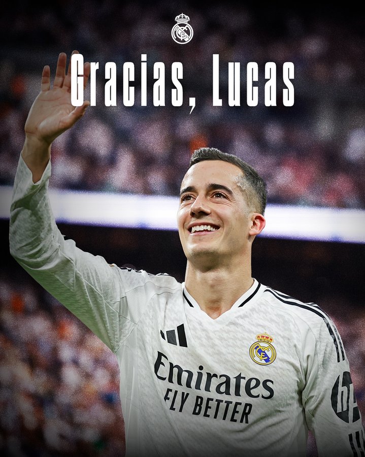 Instagram post by @lucasvazquez91 for Real Madrid C.F.. Caption reads: 🤍 #GraciasLucas 🤍.
