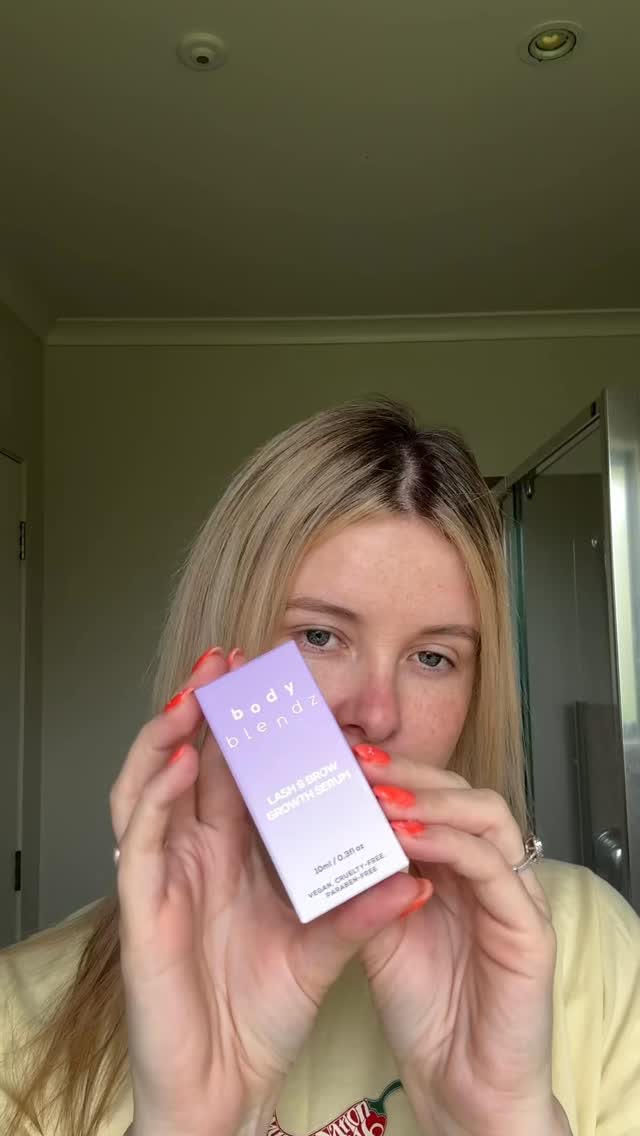 Instagram post by @zoeganley_ for BodyBlendz. Caption reads: ✨Longer lashes, fuller brows, naturally.✨ Meet....