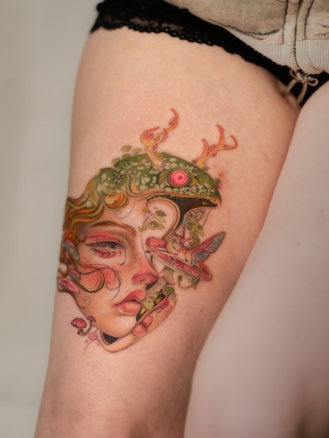 Instagram post by @withmaiza for EZ Tattoo Supply. Caption reads: “Weird thoughts “ was one of my wannados done in....