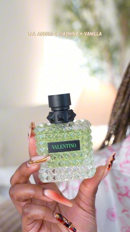 Instagram post by an influencer for Valentino Beauty. Caption reads: [...] sounds perfect for you!....