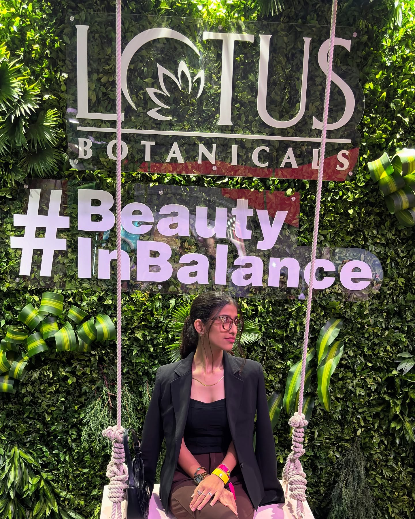 Instagram post by @majestic_cloud_ for Lotus Botanicals. Caption reads: ✨ Glowing with goodness at the Lotus Botanicals....